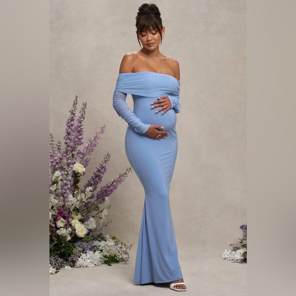 Pretty Perfect Dress in Powder Blue Ruched Maternity size 4